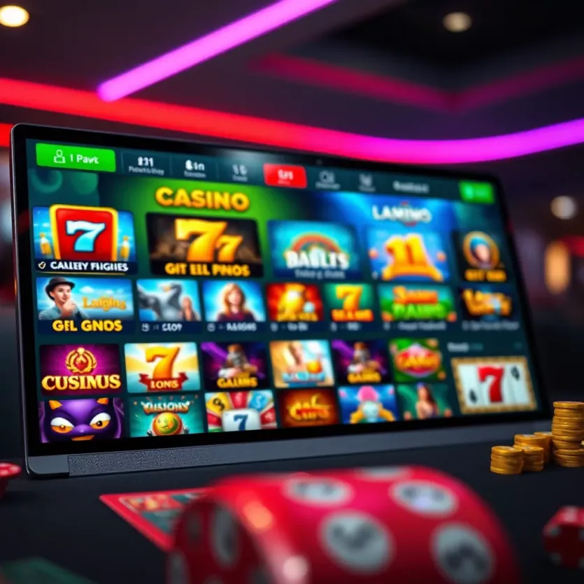 A vibrant online casino interface showcasing various games