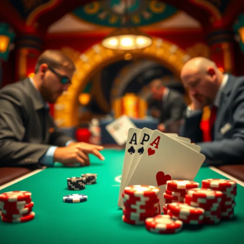 An artistic representation of poker strategies and tactics