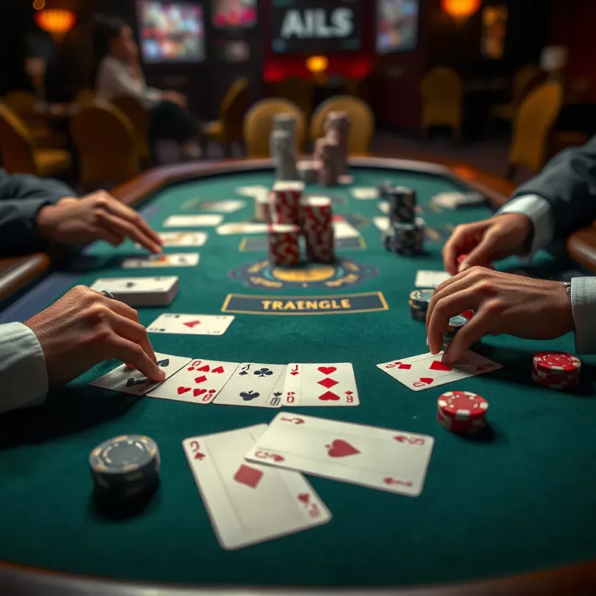 A strategic card layout on a poker table