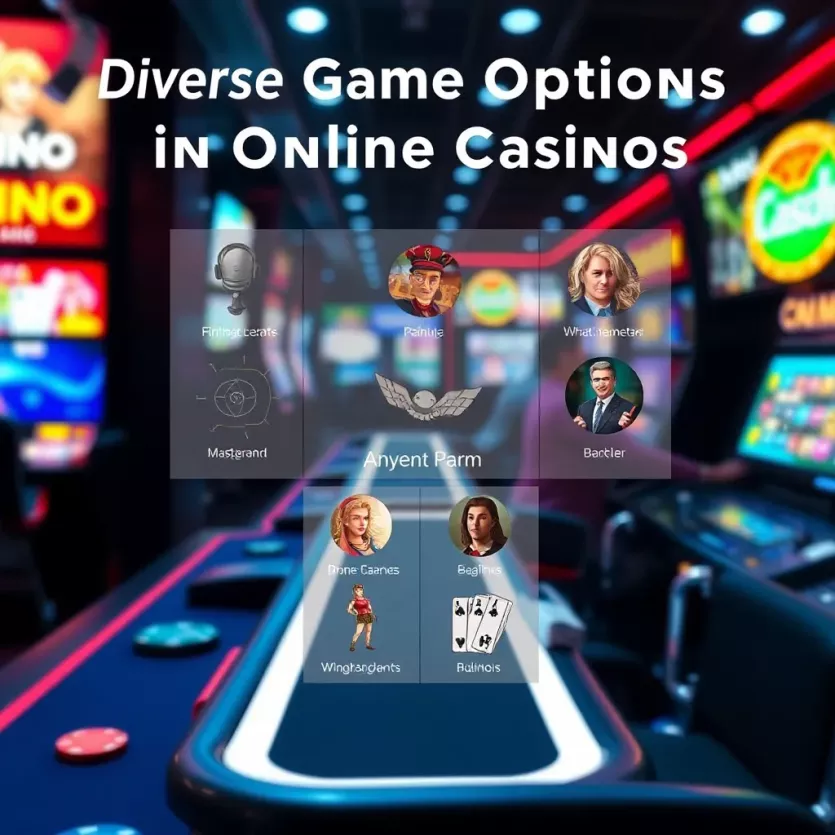 An infographic illustrating various online casino game options available