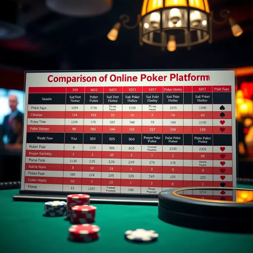 A comparison chart of popular online poker platforms