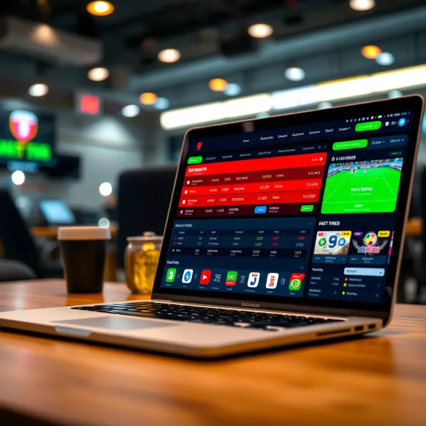 A secure online betting platform interface displayed on a laptop
