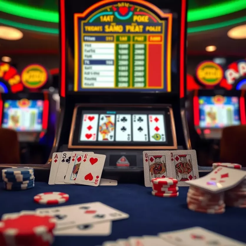Intricate video poker game interface showcasing cards and gameplay