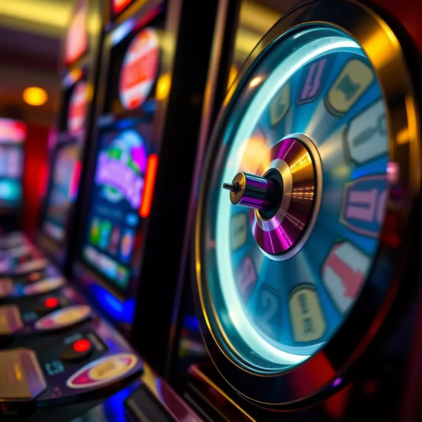 Close-up of a spinning slot machine reel