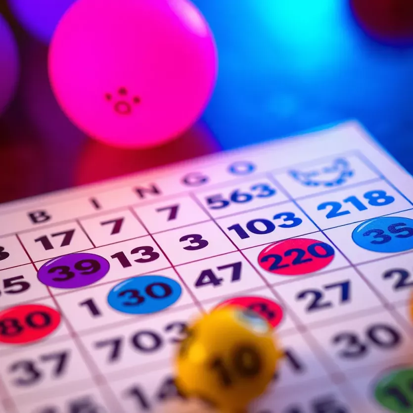 A vibrant bingo card filled with colorful numbers and patterns
