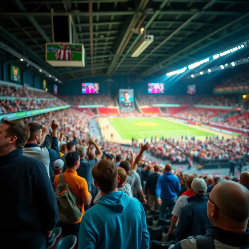 A vibrant sports venue filled with enthusiastic fans.