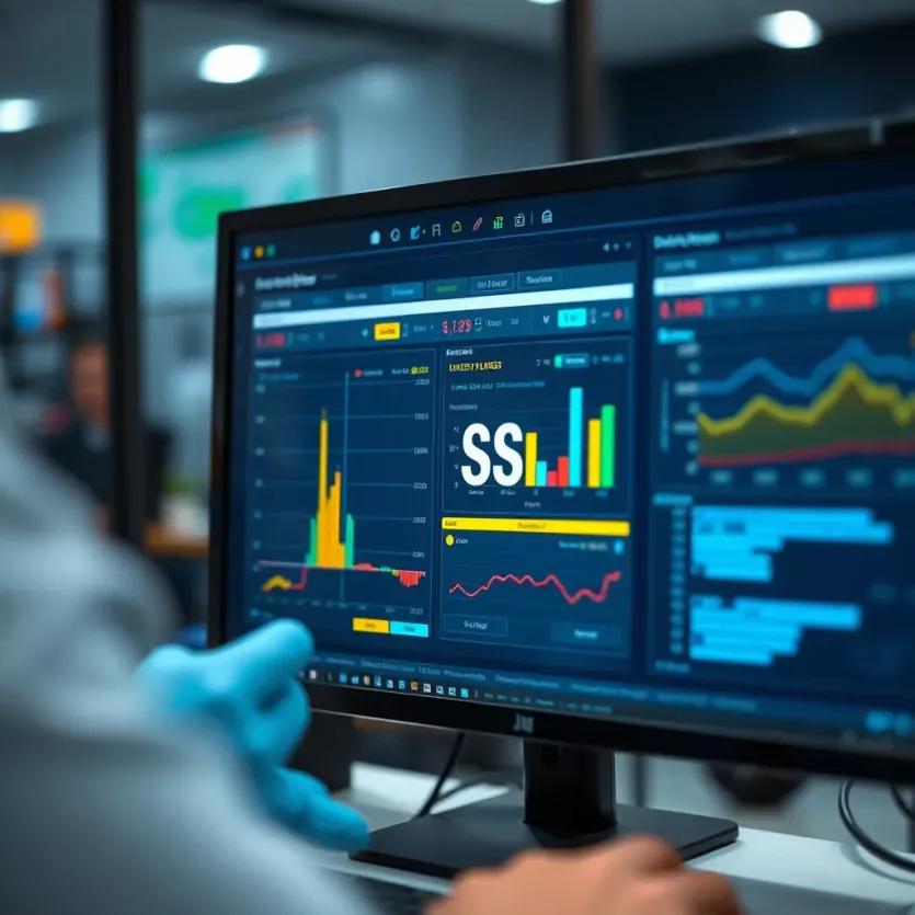 Close-up of a computer screen showing data analysis tools