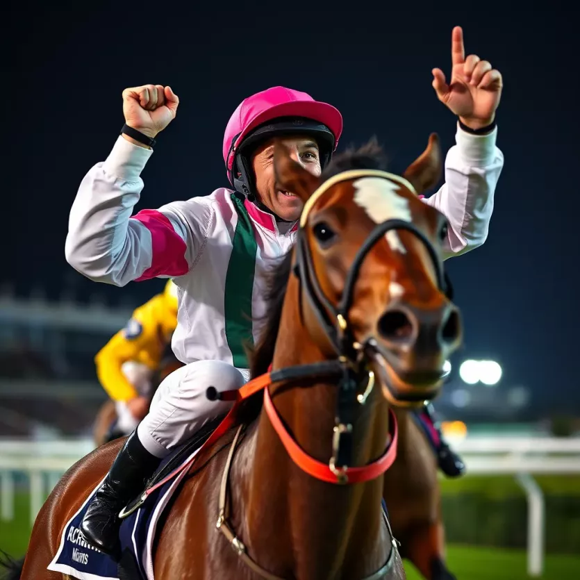 Jockey celebrating a victory