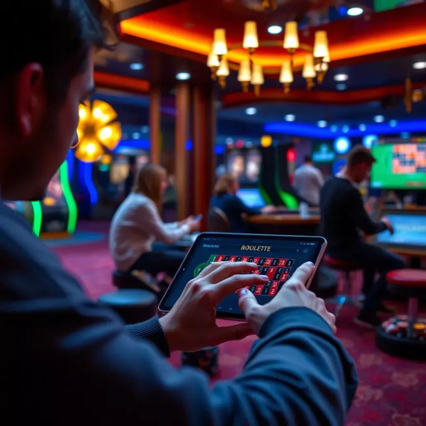 A user enjoying an immersive online roulette experience on a tablet