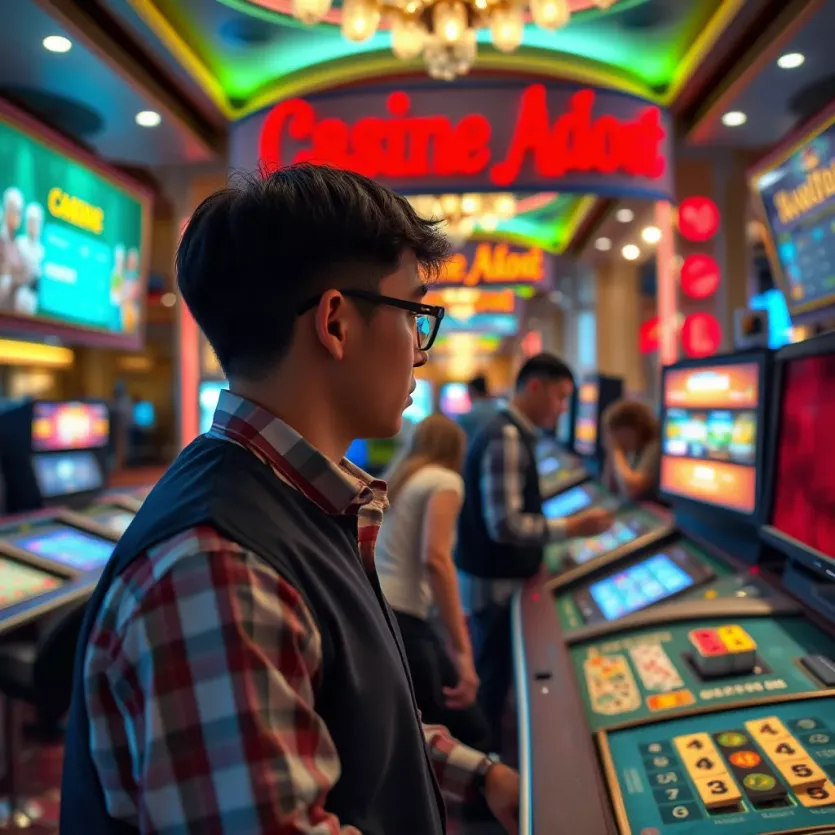A bustling casino floor representing socioeconomic dynamics