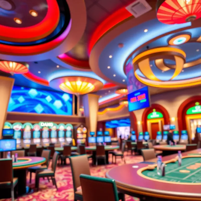 Luxurious interior of a Korean casino with vibrant decor