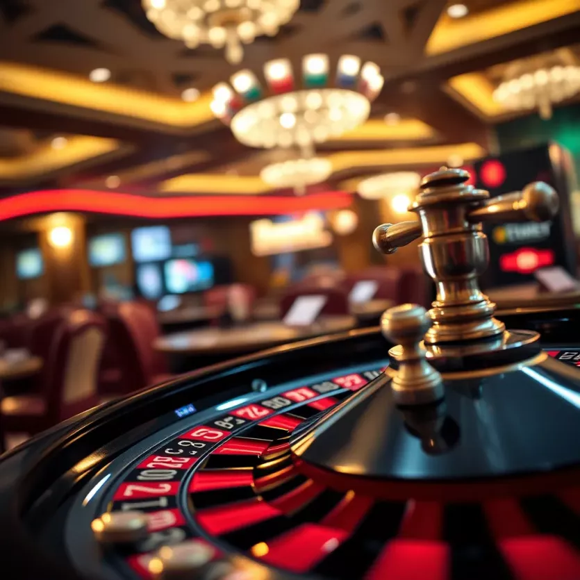 An elegant view of an online roulette wheel spinning